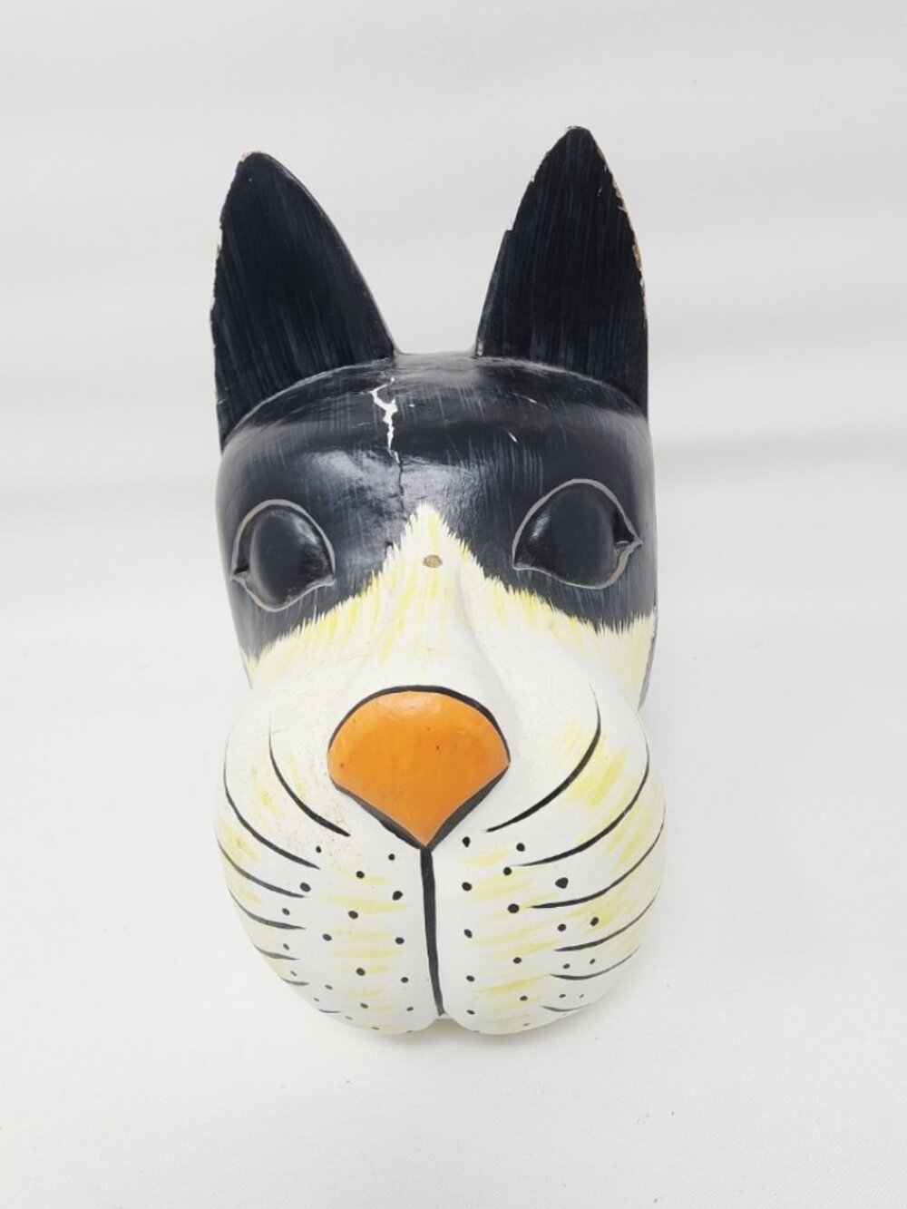 Vintage Hand Carved Wooded Cat Statue Figurine - 5" x 8" x 7"